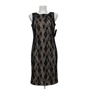 NWT Frank Lyman Black Lace Sleeveless Sheath Dress Womens 6